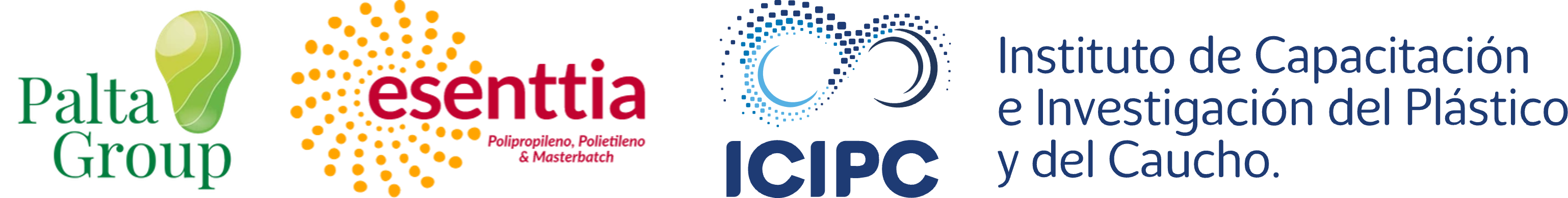 Imagen de logos Aliados bioplástico de aguacate. Palta Group, Essentia y el instituto del caucho.